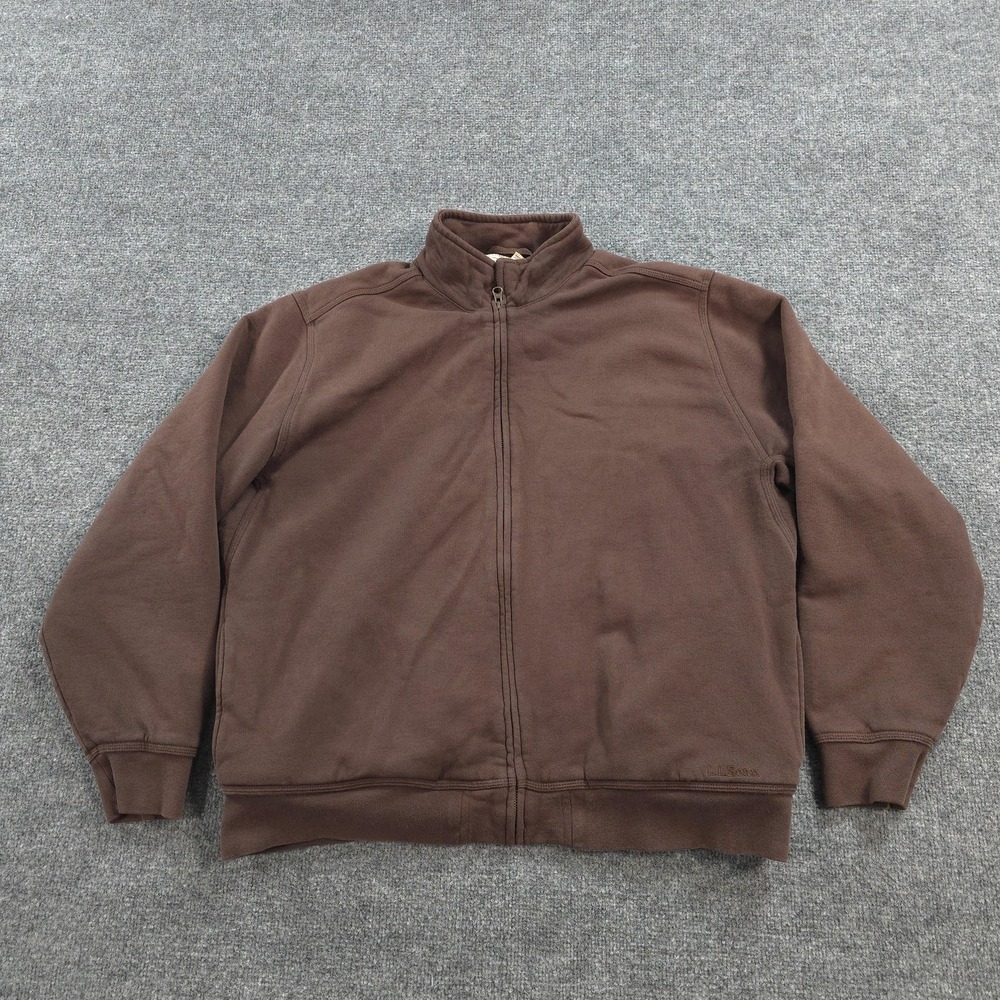 LL Bean Jacket Mens Large Brown Katahdin Iron Works Sherpa Lined Fleece Bomber
